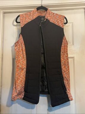 Ashley Sport Quilted Vest with Orange and Gray Space-Dye Panels